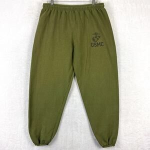 VTG USMC PT Sweatpants Joggers Mens L Green Drawstring Military Gym Workout USA